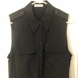 Equipment 100% silk button-down sleeveless black maxi dress Sz M LIKE NEW
